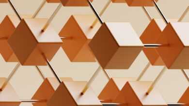 an abstract background of orange and white cubes