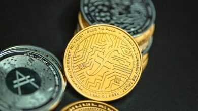 a close up of three different types of coins