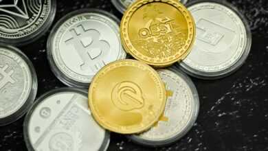 a pile of coins sitting on top of a table