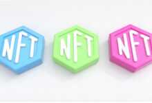 three different colored blocks with the letters nft and nft on them