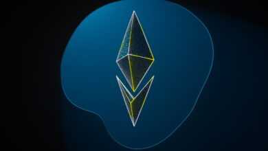 a stylized image of a blue and yellow diamond