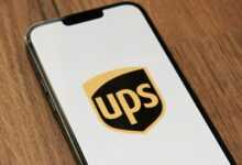 a phone with the ups logo on it