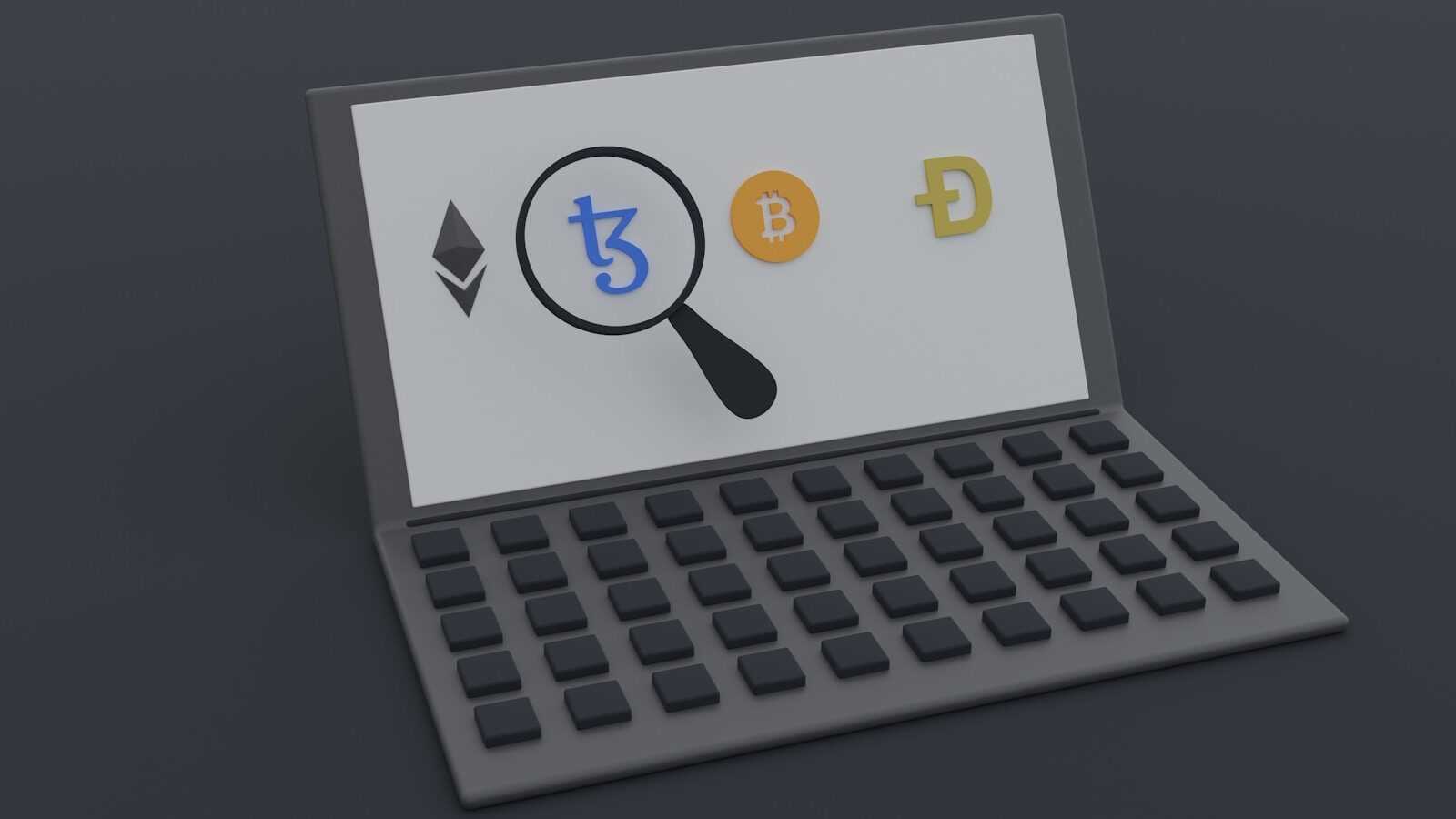 a computer keyboard with a magnifying glass on top of it