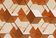 an abstract background of orange and white cubes