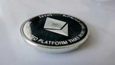 a close up of a coin on a table