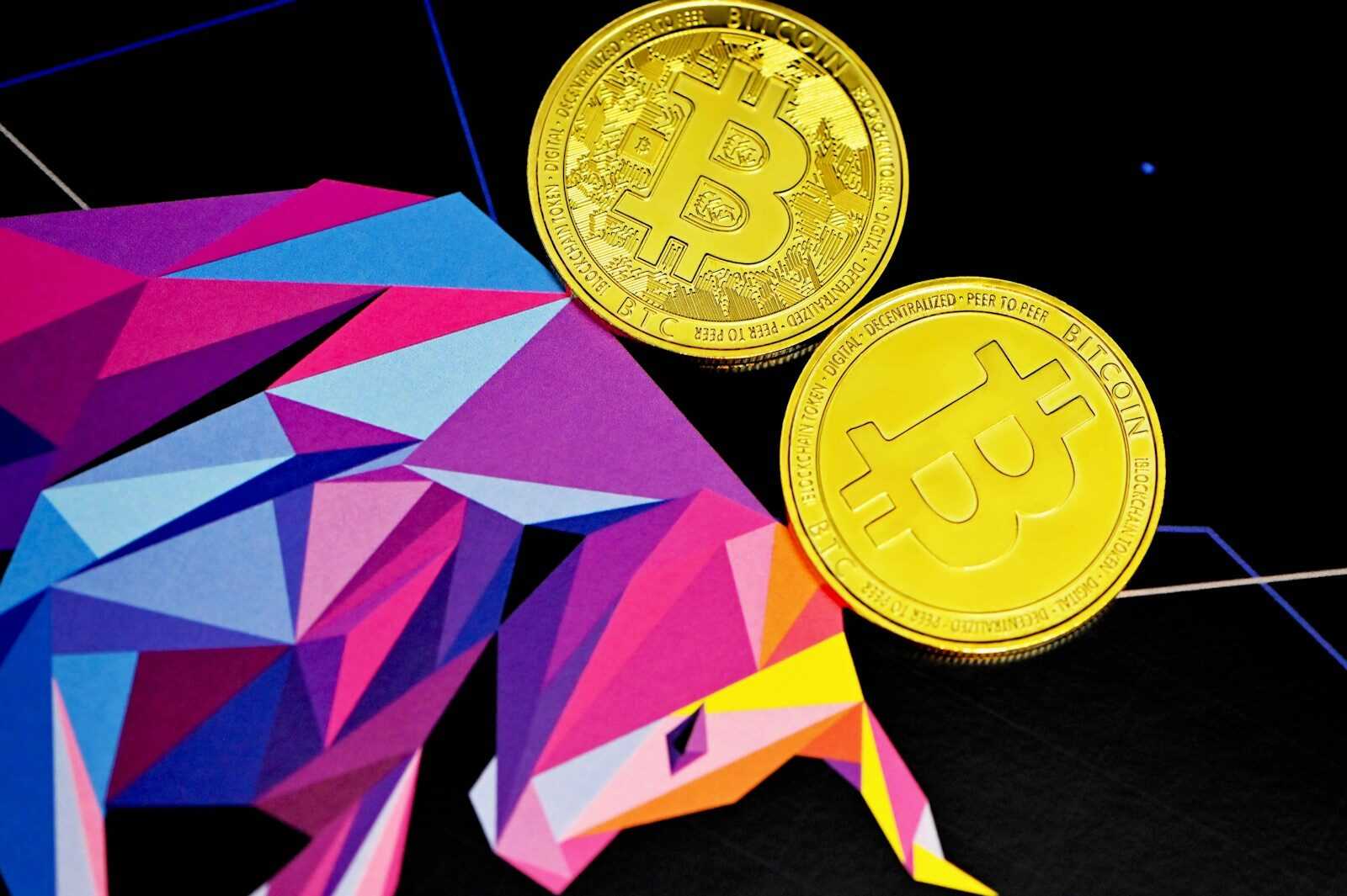 gold round coins on blue and pink paper